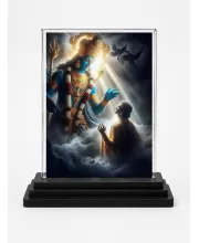 Shiva Acrylic Car Dashboard Showpiece | Double-Sided Shiva Photo Stand | 3 X 4 Inch Photo | Transparent Acrylic Frame With Black Base | Car Dashboard, Office & Table Decor (F71462)