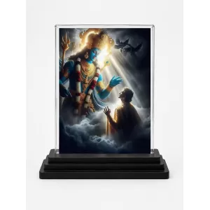 Shiva Acrylic Car Dashboard Showpiece | Double-Sided Shiva Photo Stand | 3 X 4 Inch Photo | Transparent Acrylic Frame With Black Base | Car Dashboard, Office & Table Decor (F71462)