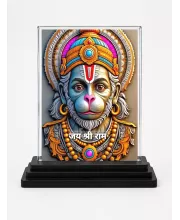 Hanuman Acrylic Car Dashboard Showpiece | Double-Sided Hanuman Photo Stand | 3 X 4 Inch Photo | Transparent Acrylic Frame With Black Base | Car Dashboard, Office & Table Decor (F71464)