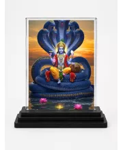 Vishnu Acrylic Car Dashboard Showpiece | Double-Sided Vishnu Photo Stand | 3 X 4 Inch Photo | Transparent Acrylic Frame With Black Base | Car Dashboard, Office & Table Decor (F71466)