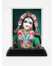 Shree Krishna Acrylic Car Dashboard Showpiece | Double-Sided Shree Krishna Photo Stand | 3 X 4 Inch Photo | Transparent Acrylic Frame With Black Base | Car Dashboard, Office & Table Decor (F71468)