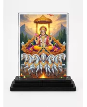 Surya Acrylic Car Dashboard Showpiece | Double-Sided Surya Photo Stand | 3 X 4 Inch Photo | Transparent Acrylic Frame With Black Base | Car Dashboard, Office & Table Decor (F71469)
