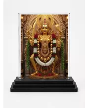 Goddess Durga Acrylic Car Dashboard Showpiece | Double-Sided Goddess Durga Photo Stand | 3 X 4 Inch Photo | Transparent Acrylic Frame With Black Base | Car Dashboard, Office & Table Decor (F71474)