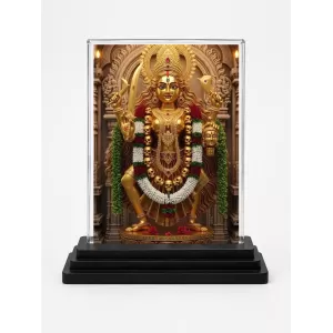 Goddess Durga Acrylic Car Dashboard Showpiece | Double-Sided Goddess Durga Photo Stand | 3 X 4 Inch Photo | Transparent Acrylic Frame With Black Base | Car Dashboard, Office & Table Decor (F71474)