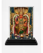 Maa Kali Acrylic Car Dashboard Showpiece | Double-Sided Maa Kali Photo Stand | 3 X 4 Inch Photo | Transparent Acrylic Frame With Black Base | Car Dashboard, Office & Table Decor (F71476)