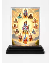 Lord Vishnu Acrylic Car Dashboard Showpiece | Double-Sided Lord Vishnu Photo Stand | 3 X 4 Inch Photo | Transparent Acrylic Frame With Black Base | Car Dashboard, Office & Table Decor (F71480)
