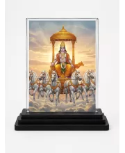 Lord Surya Acrylic Car Dashboard Showpiece | Double-Sided Lord Surya Photo Stand | 3 X 4 Inch Photo | Transparent Acrylic Frame With Black Base | Car Dashboard, Office & Table Decor (F71484)