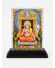 Sai Baba Of Shirdi Acrylic Car Dashboard Showpiece | Double-Sided Sai Baba Of Shirdi Photo Stand | 3 X 4 Inch Photo | Transparent Acrylic Frame With Black Base | Car Dashboard, Office & Table Decor (F71489)