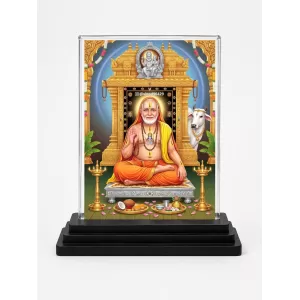 Sai Baba Of Shirdi Acrylic Car Dashboard Showpiece | Double-Sided Sai Baba Of Shirdi Photo Stand | 3 X 4 Inch Photo | Transparent Acrylic Frame With Black Base | Car Dashboard, Office & Table Decor (F71489)