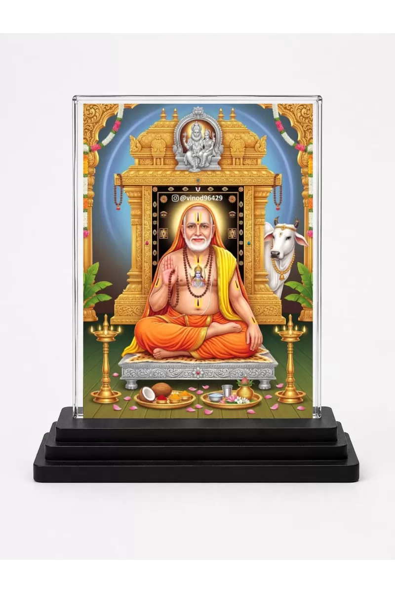 Sai Baba Of Shirdi Acrylic Car Dashboard Showpiece | Double-Sided Sai Baba Of Shirdi Photo Stand | 3 X 4 Inch Photo | Transparent Acrylic Frame With Black Base | Car Dashboard, Office & Table Decor (F71489)