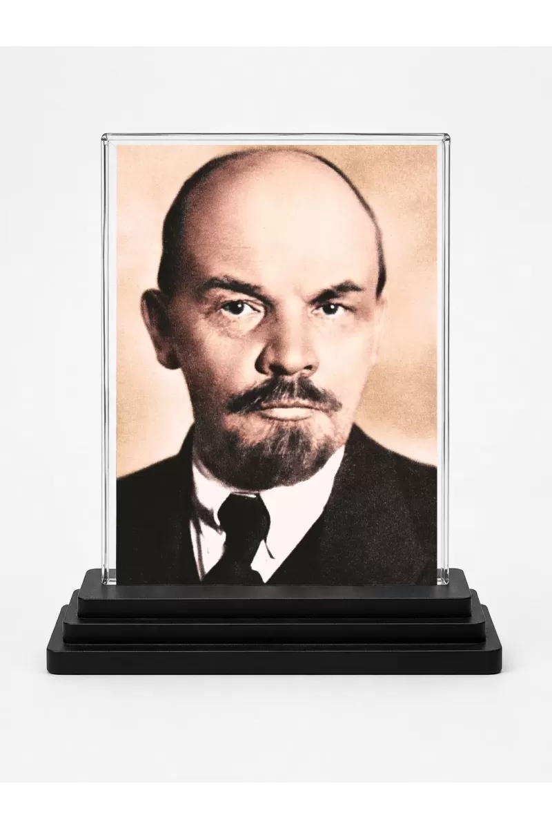Vladimir Lenin Acrylic Car Dashboard Showpiece | Double-Sided Vladimir Lenin Photo Stand | 3 X 4 Inch Photo | Transparent Acrylic Frame With Black Base | Car Dashboard, Office & Table Decor (F71490)