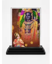 Hanuman Acrylic Car Dashboard Showpiece | Double-Sided Hanuman Photo Stand | 3 X 4 Inch Photo | Transparent Acrylic Frame With Black Base | Car Dashboard, Office & Table Decor (F71492)
