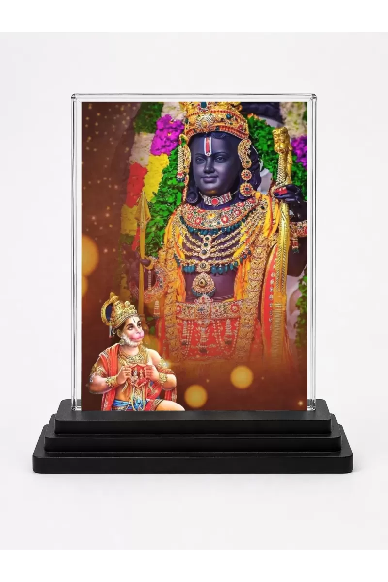 Hanuman Acrylic Car Dashboard Showpiece | Double-Sided Hanuman Photo Stand | 3 X 4 Inch Photo | Transparent Acrylic Frame With Black Base | Car Dashboard, Office & Table Decor (F71492)