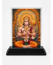 Hanuman Acrylic Car Dashboard Showpiece | Double-Sided Hanuman Photo Stand | 3 X 4 Inch Photo | Transparent Acrylic Frame With Black Base | Car Dashboard, Office & Table Decor (F71494)