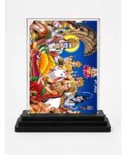 Radha Shree Krishna Acrylic Car Dashboard Showpiece | Double-Sided Radha Shree Krishna Photo Stand | 3 X 4 Inch Photo | Transparent Acrylic Frame With Black Base | Car Dashboard, Office & Table Decor (F71503)