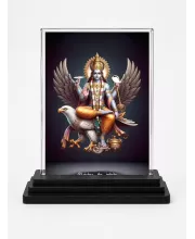 Lord Vishnu Acrylic Car Dashboard Showpiece | Double-Sided Lord Vishnu Photo Stand | 3 X 4 Inch Photo | Transparent Acrylic Frame With Black Base | Car Dashboard, Office & Table Decor (F71505)