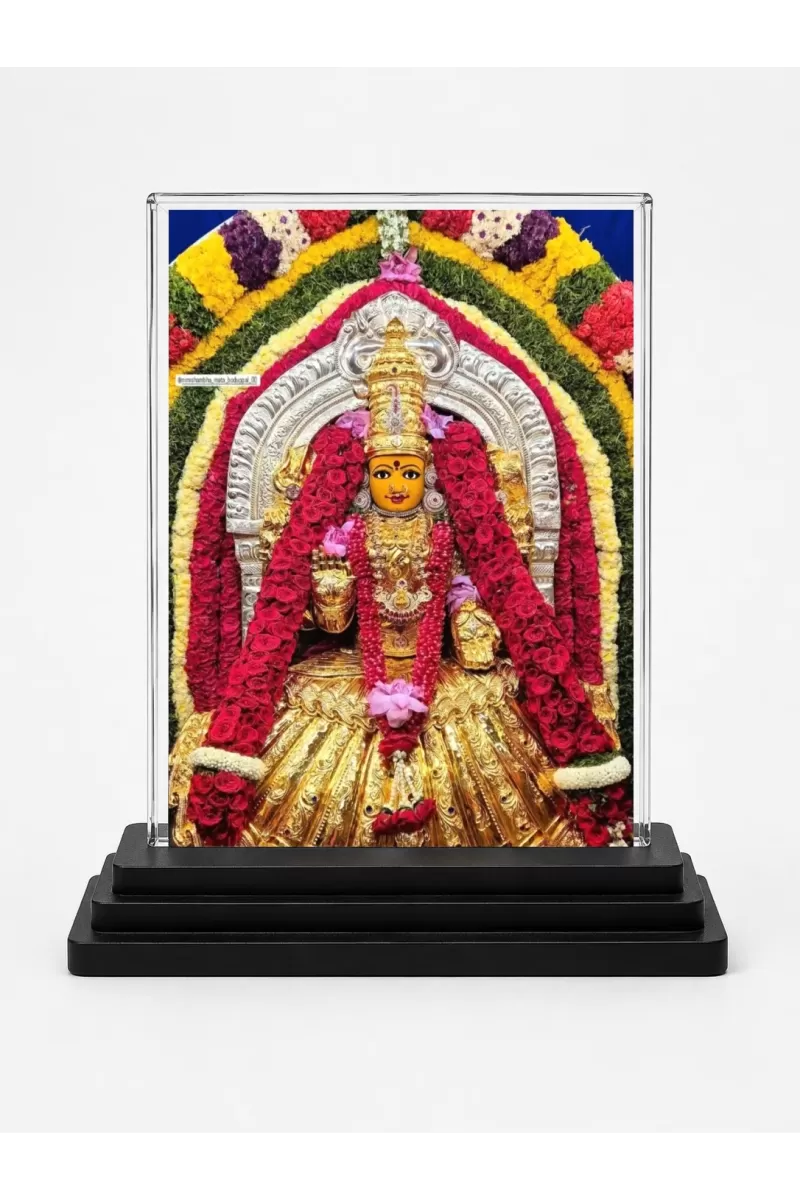 Lord Ganesha Acrylic Car Dashboard Showpiece | Double-Sided Lord Ganesha Photo Stand | 3 X 4 Inch Photo | Transparent Acrylic Frame With Black Base | Car Dashboard, Office & Table Decor (F71506)