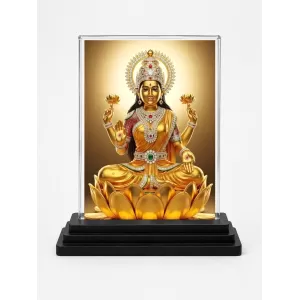 Lord Ganesha Acrylic Car Dashboard Showpiece | Double-Sided Lord Ganesha Photo Stand | 3 X 4 Inch Photo | Transparent Acrylic Frame With Black Base | Car Dashboard, Office & Table Decor (F71507)