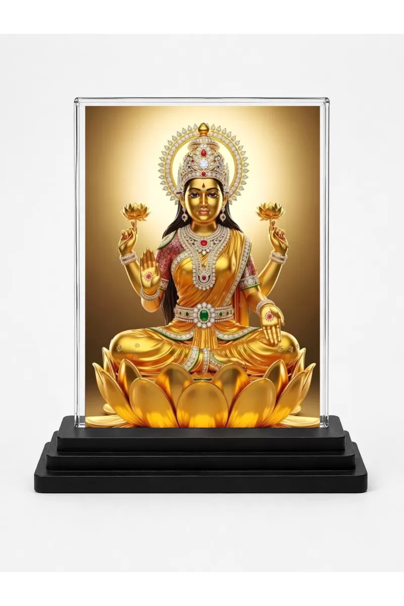 Lord Ganesha Acrylic Car Dashboard Showpiece | Double-Sided Lord Ganesha Photo Stand | 3 X 4 Inch Photo | Transparent Acrylic Frame With Black Base | Car Dashboard, Office & Table Decor (F71507)