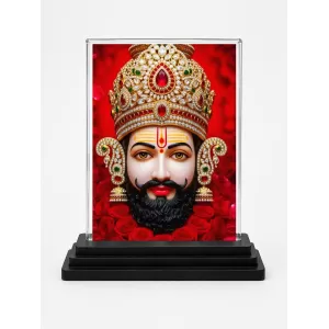 Khatu Shyam Acrylic Car Dashboard Showpiece | Double-Sided Khatu Shyam Photo Stand | 3 X 4 Inch Photo | Transparent Acrylic Frame With Black Base | Car Dashboard, Office & Table Decor (F71514) Khatu Shyam Acrylic Car Dashboard Showpiece | Double-Sided Khatu Shyam Photo Stand | 3 X 4 Inch Photo | Transparent Acrylic Frame With Black Base | Car Dashboard, Office & Table Decor (F71514)