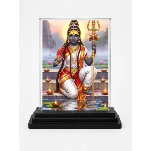 Shiva Acrylic Car Dashboard Showpiece | Double-Sided Shiva Photo Stand | 3 X 4 Inch Photo | Transparent Acrylic Frame With Black Base | Car Dashboard, Office & Table Decor (F71516)