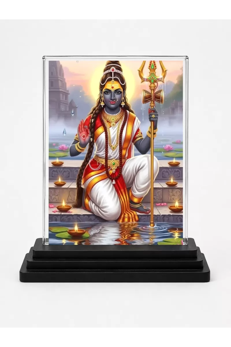 Shiva Acrylic Car Dashboard Showpiece | Double-Sided Shiva Photo Stand | 3 X 4 Inch Photo | Transparent Acrylic Frame With Black Base | Car Dashboard, Office & Table Decor (F71516)