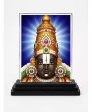 Tirupati Balaji Acrylic Car Dashboard Showpiece | Double-Sided Tirupati Balaji Photo Stand | 3 X 4 Inch Photo | Transparent Acrylic Frame With Black Base | Car Dashboard, Office & Table Decor (F71521)