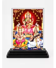 Lord Ganesha Acrylic Car Dashboard Showpiece | Double-Sided Lord Ganesha Photo Stand | 3 X 4 Inch Photo | Transparent Acrylic Frame With Black Base | Car Dashboard, Office & Table Decor (F71522)
