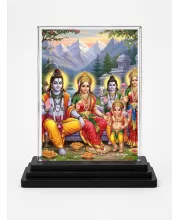 Lord Shiva Family Acrylic Car Dashboard Showpiece | Double-Sided Lord Shiva Family Photo Stand | 3 X 4 Inch Photo | Transparent Acrylic Frame With Black Base | Car Dashboard, Office & Table Decor (F71527)