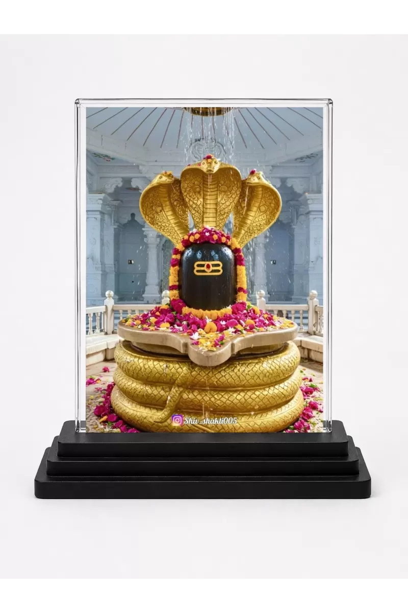 Lord Shiva Acrylic Car Dashboard Showpiece | Double-Sided Lord Shiva Photo Stand | 3 X 4 Inch Photo | Transparent Acrylic Frame With Black Base | Car Dashboard, Office & Table Decor (F71528)