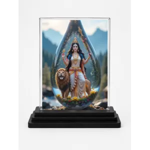 Durga Acrylic Car Dashboard Showpiece | Double-Sided Durga Photo Stand | 3 X 4 Inch Photo | Transparent Acrylic Frame With Black Base | Car Dashboard, Office & Table Decor (F71532) Durga Acrylic Car Dashboard Showpiece | Double-Sided Durga Photo Stand | 3 X 4 Inch Photo | Transparent Acrylic Frame With Black Base | Car Dashboard, Office & Table Decor (F71532)