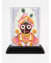 Lord Shree Krishna Acrylic Car Dashboard Showpiece | Double-Sided Lord Shree Krishna Photo Stand | 3 X 4 Inch Photo | Transparent Acrylic Frame With Black Base | Car Dashboard, Office & Table Decor (F71534)