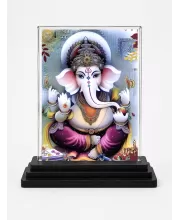 Ganesha Acrylic Car Dashboard Showpiece | Double-Sided Ganesha Photo Stand | 3 X 4 Inch Photo | Transparent Acrylic Frame With Black Base | Car Dashboard, Office & Table Decor (F71536)