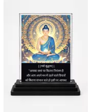 Gautama Buddha Acrylic Car Dashboard Showpiece | Double-Sided Gautama Buddha Photo Stand | 3 X 4 Inch Photo | Transparent Acrylic Frame With Black Base | Car Dashboard, Office & Table Decor (F71542)