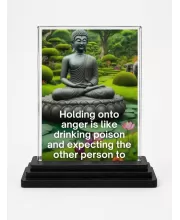 Gautama Buddha Acrylic Car Dashboard Showpiece | Double-Sided Gautama Buddha Photo Stand | 3 X 4 Inch Photo | Transparent Acrylic Frame With Black Base | Car Dashboard, Office & Table Decor (F71543)