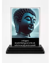 Gautama Buddha Acrylic Car Dashboard Showpiece | Double-Sided Gautama Buddha Photo Stand | 3 X 4 Inch Photo | Transparent Acrylic Frame With Black Base | Car Dashboard, Office & Table Decor (F71544)