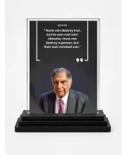 Shree Rayan Tata Acrylic Car Dashboard Showpiece | Double-Sided Shree Rayan Tata Photo Stand | 3 X 4 Inch Photo | Transparent Acrylic Frame With Black Base | Car Dashboard, Office & Table Decor (F71545)