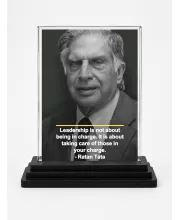 Shree Ratan Tata Acrylic Car Dashboard Showpiece | Double-Sided Shree Ratan Tata Photo Stand | 3 X 4 Inch Photo | Transparent Acrylic Frame With Black Base | Car Dashboard, Office & Table Decor (F71547)