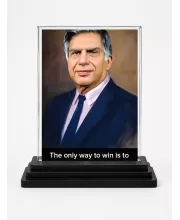 Shree Rayan Tata Acrylic Car Dashboard Showpiece | Double-Sided Shree Rayan Tata Photo Stand | 3 X 4 Inch Photo | Transparent Acrylic Frame With Black Base | Car Dashboard, Office & Table Decor (F71549)