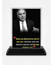 Shree Rayan Tata Acrylic Car Dashboard Showpiece | Double-Sided Shree Rayan Tata Photo Stand | 3 X 4 Inch Photo | Transparent Acrylic Frame With Black Base | Car Dashboard, Office & Table Decor (F71550)