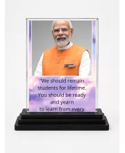Narendra Modi Acrylic Car Dashboard Showpiece | Double-Sided Narendra Modi Photo Stand | 3 X 4 Inch Photo | Transparent Acrylic Frame With Black Base | Car Dashboard, Office & Table Decor (F71554)