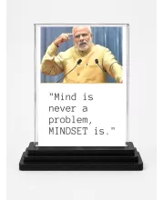 Narendra Modi Acrylic Car Dashboard Showpiece | Double-Sided Narendra Modi Photo Stand | 3 X 4 Inch Photo | Transparent Acrylic Frame With Black Base | Car Dashboard, Office & Table Decor (F71555)