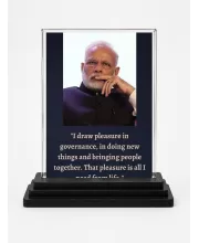Narendra Modi Acrylic Car Dashboard Showpiece | Double-Sided Narendra Modi Photo Stand | 3 X 4 Inch Photo | Transparent Acrylic Frame With Black Base | Car Dashboard, Office & Table Decor (F71556)