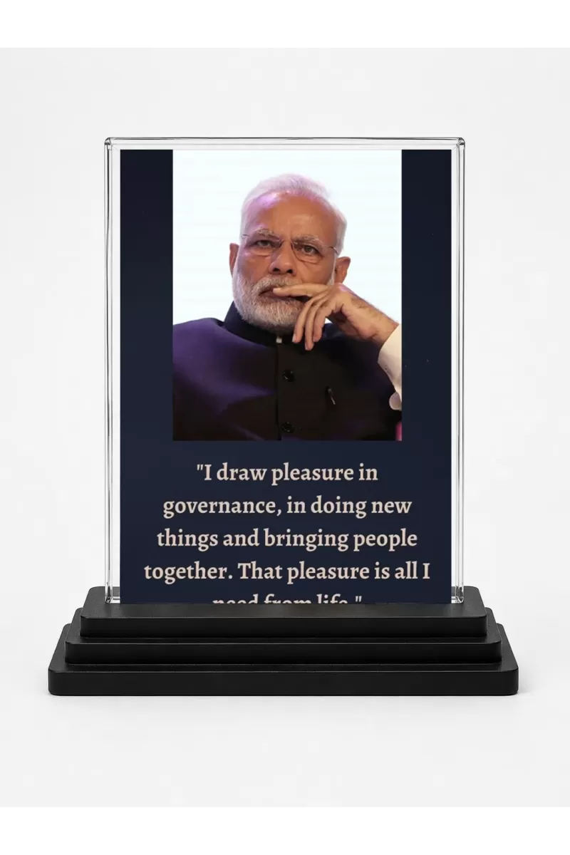 Narendra Modi Acrylic Car Dashboard Showpiece | Double-Sided Narendra Modi Photo Stand | 3 X 4 Inch Photo | Transparent Acrylic Frame With Black Base | Car Dashboard, Office & Table Decor (F71556)
