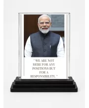 Narendra Modi Acrylic Car Dashboard Showpiece | Double-Sided Narendra Modi Photo Stand | 3 X 4 Inch Photo | Transparent Acrylic Frame With Black Base | Car Dashboard, Office & Table Decor (F71557)