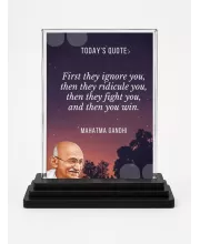 Mahatma Gandhi Acrylic Car Dashboard Showpiece | Double-Sided Mahatma Gandhi Photo Stand | 3 X 4 Inch Photo | Transparent Acrylic Frame With Black Base | Car Dashboard, Office & Table Decor (F71558)