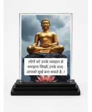 Gautama Buddha Acrylic Car Dashboard Showpiece | Double-Sided Gautama Buddha Photo Stand | 3 X 4 Inch Photo | Transparent Acrylic Frame With Black Base | Car Dashboard, Office & Table Decor (F71559)