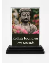 Gautama Buddha Acrylic Car Dashboard Showpiece | Double-Sided Gautama Buddha Photo Stand | 3 X 4 Inch Photo | Transparent Acrylic Frame With Black Base | Car Dashboard, Office & Table Decor (F71560)