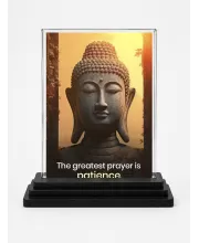 Gautama Buddha Acrylic Car Dashboard Showpiece | Double-Sided Gautama Buddha Photo Stand | 3 X 4 Inch Photo | Transparent Acrylic Frame With Black Base | Car Dashboard, Office & Table Decor (F71562)