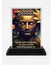 Gautama Buddha Acrylic Car Dashboard Showpiece | Double-Sided Gautama Buddha Photo Stand | 3 X 4 Inch Photo | Transparent Acrylic Frame With Black Base | Car Dashboard, Office & Table Decor (F71563)